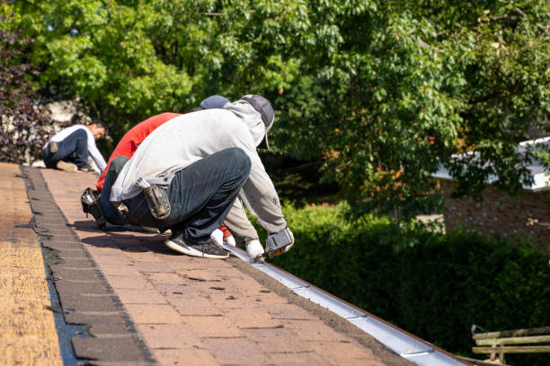 Seamless gutter installation in Skokie IL along residential roof edge